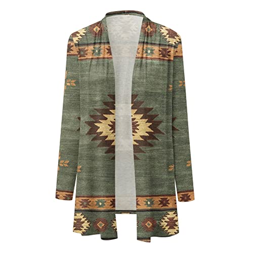 Womens Western Ethnic Print Retro Casual Aztec Print Long Sleeve Shirt Cardigan Top Coat Womens Winter Coats (Ag, Xxl) #TOP2