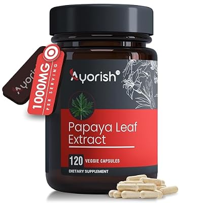 Papaya Leaf Extract Digestive Enzymes - 10X Strength 120 Capsules- Blood Platelet, Bone Marrow &amp; Spleen Support, Immune Gut &amp; Super Digestive Health -Papaya Enzymes-Carica Papaya
