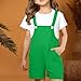 Youth Shortalls Sleeveless Romper Kids Girls Boys Bib Overall Shorts Soft Plain Short Jumpsuit (Green, 7-8 Years)