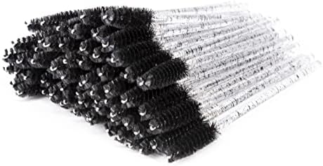 i-Laesh 100 Pcs Disposable Eyelash Brushes, Mascara Wands, Eye Lash Brush, Spoolies for Eyelash Extensions, Spoolie Eyebrow Eyeshadow Brow Makeup Supplies Kit Cleansing Glitter Applicator Tool Accessories Bristle (Crystal Black)