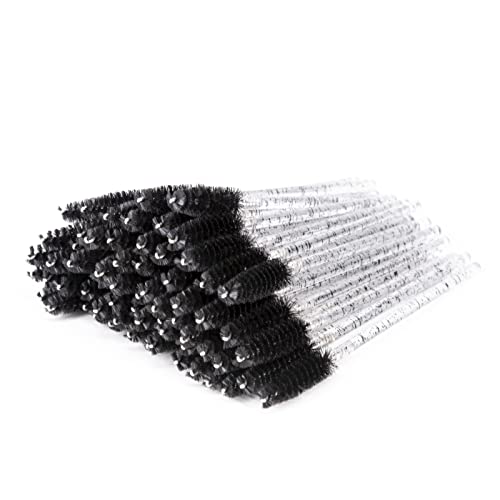 i-Laesh 100 Pcs Disposable Eyelash Brushes, Mascara Wands, Spoolies for Eyelash Extensions, Spoolie Eyebrow Brow Makeup Supplies Kit Glitter Applicator Tool Accessories Bristle (Crystal Pink)