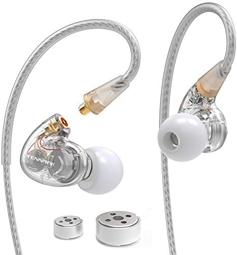 TENNMAK PRO 4pcs Drivers Wired Earbuds, Wired Earphones with Detachable Cable & Ear Hook for Sport Running (White NO MIC)