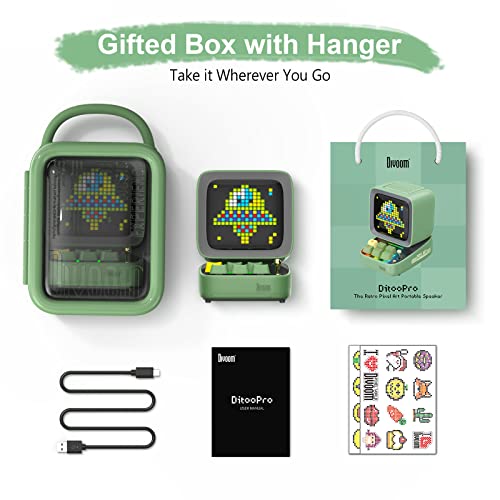 Divoom Ditoo Programmable Pixel Art Led-Bluetooth-Speaker Showing-Clock Emoji Diy Design For Home Wedding Party Decoration With Wireless App Control (Green) #TOP6