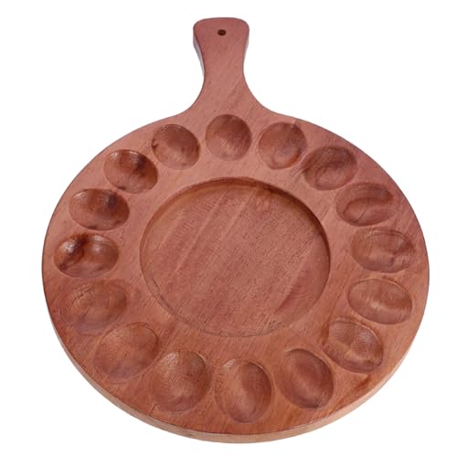 HOLIDYOYO Wood Deviled Egg Platter Round Wooden Egg Holder Deviled Egg Tray Charcuterie Board Egg Storage Serving for Kitchen Countertops