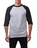 Pro Club Men's 3/4 Sleeve Baseball Shirt - 4X-Large - Gry/Blk