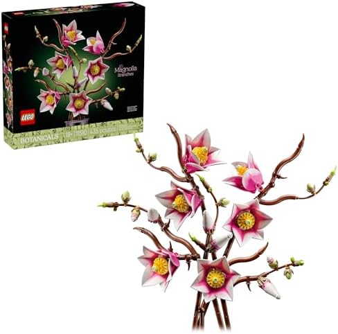 LEGO Botanicals Magnolia Branches Building Set for Adults, Ages 18+ - Artificial Flowers for Home Office, Bedroom or Desk Decor - Gifts for Women & Men - 11510