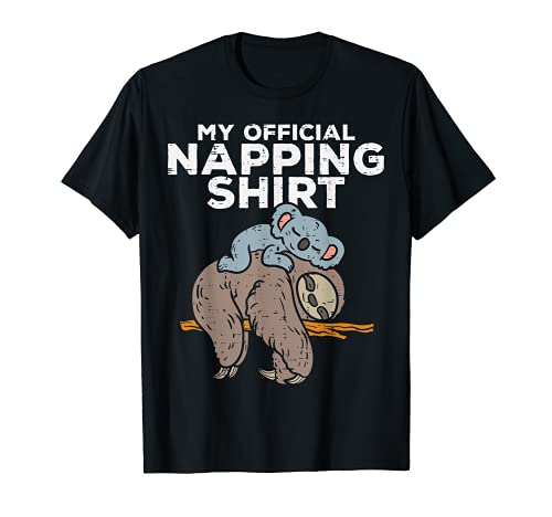 Official Napping Shirt Koala On Sloth Cute Lazy Animals Gift Camiseta