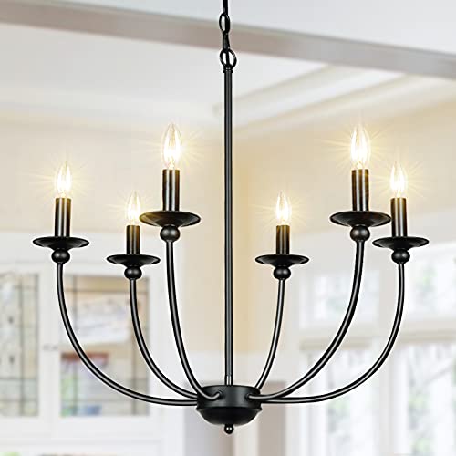 Buy Derksic Black Farmhouse Chandelier 6Light Wrought Iron Chandelier Rustic Candle Ceiling