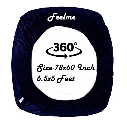 Image of Feelme Mattress Protector King Size Waterproof Mattress Cover (Blue, 78x60 Inch / 6.5x5 feet)