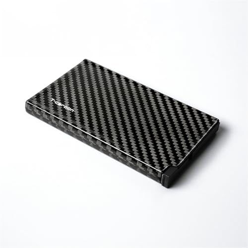 Genuine Carbon Fiber RFID Blocking Card Organizer - 6 Card Auto Eject Slim Card Holder for Men Women, Anti-Theft Credit Card Case with Glossy Finish (3.56x2.36x0.39)2