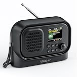 Viarcher Portable DAB/DAB+ & FM Radio with Bluetooth, USB Rechargeable Small Digital Radio, Dual Alarm Clock, Sleep Timer, 40 Presets, Colour Display