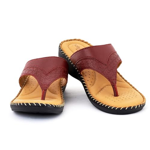Image of Khadim's Softouch Leather Wedge Heel Slip On Sandal for Women