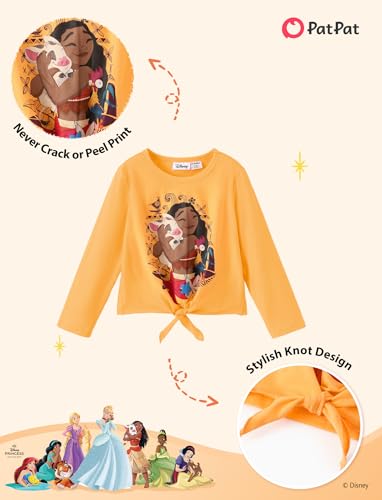 Image of Disney Frozen Princess Minnie Stitch Girl Clothes Long Sleeve Knot Front Sweatshirt Flare Pants Fall 2 Piece Outfit 2-9Y