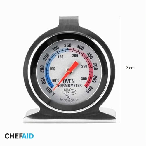 Foto von Chef Aid Ofenthermometer Edelstahl – Backofen Thermometer mit gut lesbarer Anzeige zur präzisen Temperaturkontrolle beim Backen und Braten, hitzebeständig