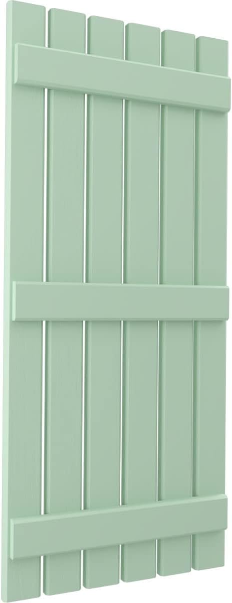 Ekena Millwork ARW401SB623X84SGH Americraft Six 3 Exterior Real Wood Spaced Board-n-Batten Shutters (Per Pair), Seaglass