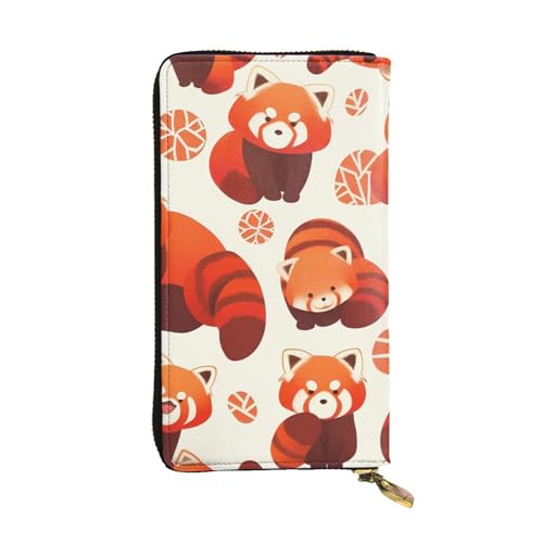 red Panda Prints Leather Long Clutch Wallet for Fashionable Girls and Women - Durable, Stylish, and Functional, Black, One Size