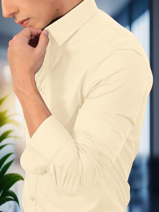 Image of Pinkmint Men's Solid Cotton Formal Shirt | Plain | Full Sleeve - Regular Fit (Available in Plus Sizes and Combo Pack of 2)
