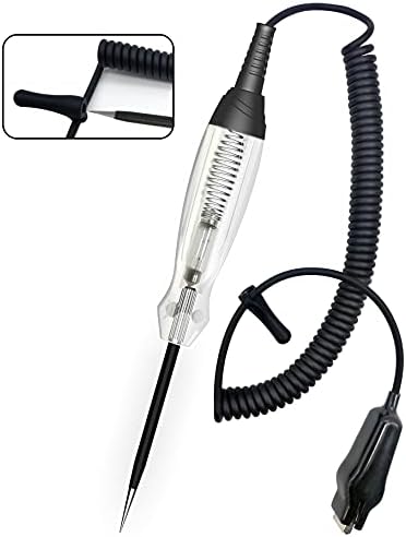 BOAK Basic Test Light with Probe Protect Cover, 12&24V Premium Electric Voltage Tester Automotive Test Light Fuse Tester with Extended Spring Wire for Vehicles, Vans, Motorcycles