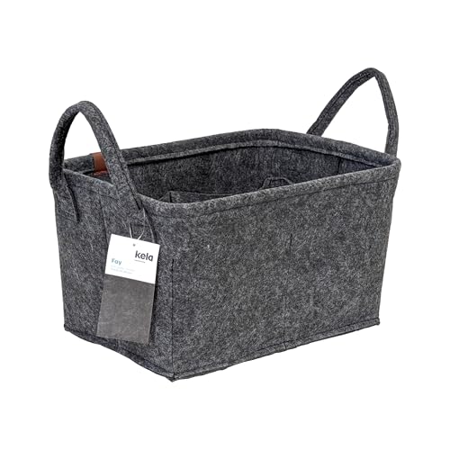 Cesta de fieltro con 8 bolsillos kela FAY contenedor gris de 35 cm para guardar revistas y juguetes 7