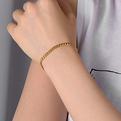 U7 Miami Cuban Link Bracelet For Women Girls,Wrist Chain Stainless Steel 3Mm Curb Chain Bracelet 6.5"+2" Extender #TOP1