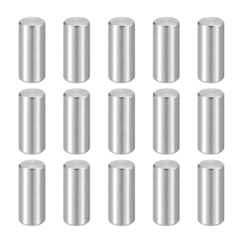 sourcing map 15pcs Dowel Pins M5(5mm) x 15mm 304 Stainless Steel Cylindrical Shelf Support Peg Pin Rod Fasten Elements for Metal Devices Wood Furniture DIY Installation, Silver