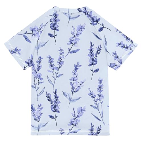 ALAZA Kids Rash Guard Girls Toddler Swim Shirts Short Sleeve Lavender Blue UPF 50+ 3T2
