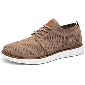 Bruno Marc Men's KnitFlex Breeze Mesh Sneakers Oxford Lace-up Lightweight Casual Walking Shoes 13 Light/Brown