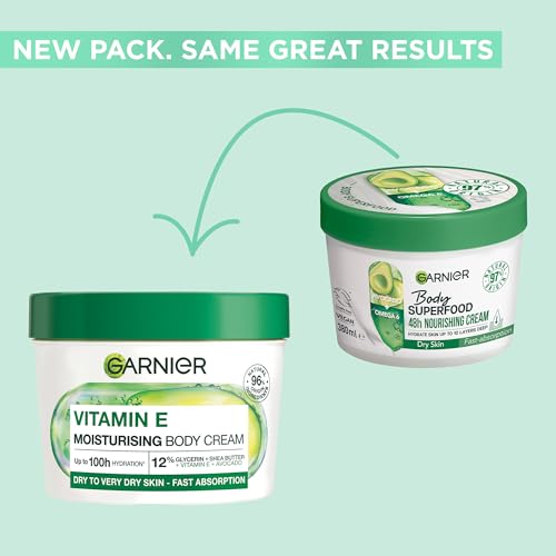 Garnier Nährende Körperpflege für trockene Haut, Body Butter mit Avocado und Omega 6, Für bis zu 48 Stunden Feuchtigkeit, Body Superfood, 1 x 380 ml