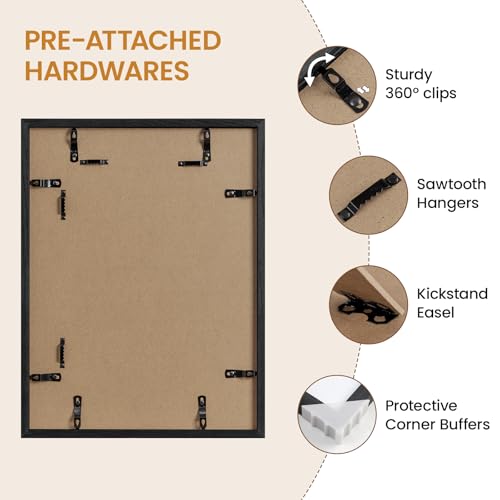 Image of 13x17 Picture Frame Oak Wood,13 inchx17 inchBlack Color Wooden Frames with Tempered Glass,17x13 inch Wall Gallery Poster Frame with No Mat,13 by 17 Frames Horizontal and Vertical for Wall Mounting