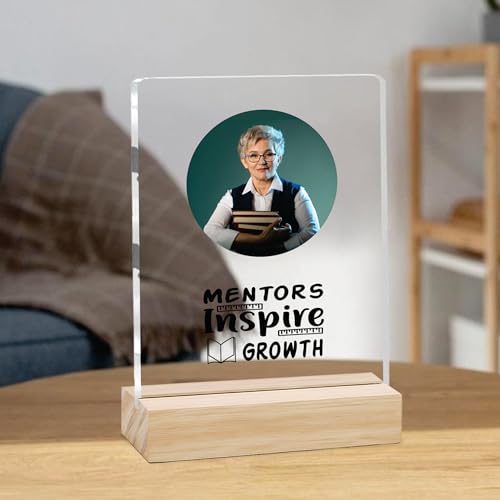 Image of Giftplease Best Teacher Plaque | Personalized Photo Frame with Wooden Stand | Appreciation Gift for Teachers | Teacher's Day Retirement Farewell Gift (Custom Photo & Text CTH 08