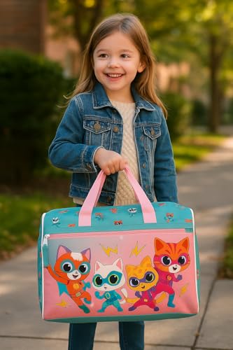 Image of Disney Super Kitties Kids Duffle Bag 16.5 inch - Travel & Sports Bag with Zipper Pocket, Mesh Sides & Shoulder Strap
