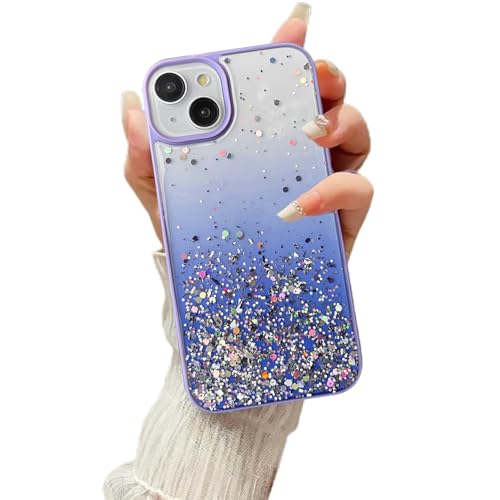 Image of VONZEE Compatible with iPhone 14 Case 6.1 inch, Non Moving Glitter Cover for Girls & Women Soft TPU Shockproof Anti Scratch Drop Protection Cover|Purple