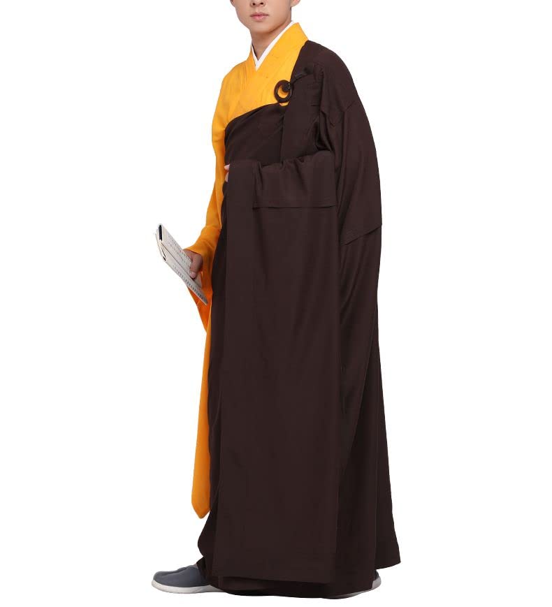 Unisex Buddhist Buddha Cassock Kesa Robe Zen Lay Monk Kung Fu Suits Gown (Color : Wu yi, Size : XX-Large)2