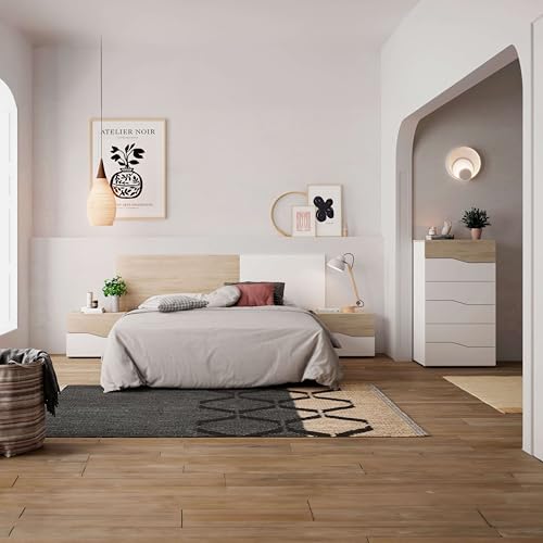 Miroytengo Pack Muebles Dormitorio Couple en Color Sahara y Blanco