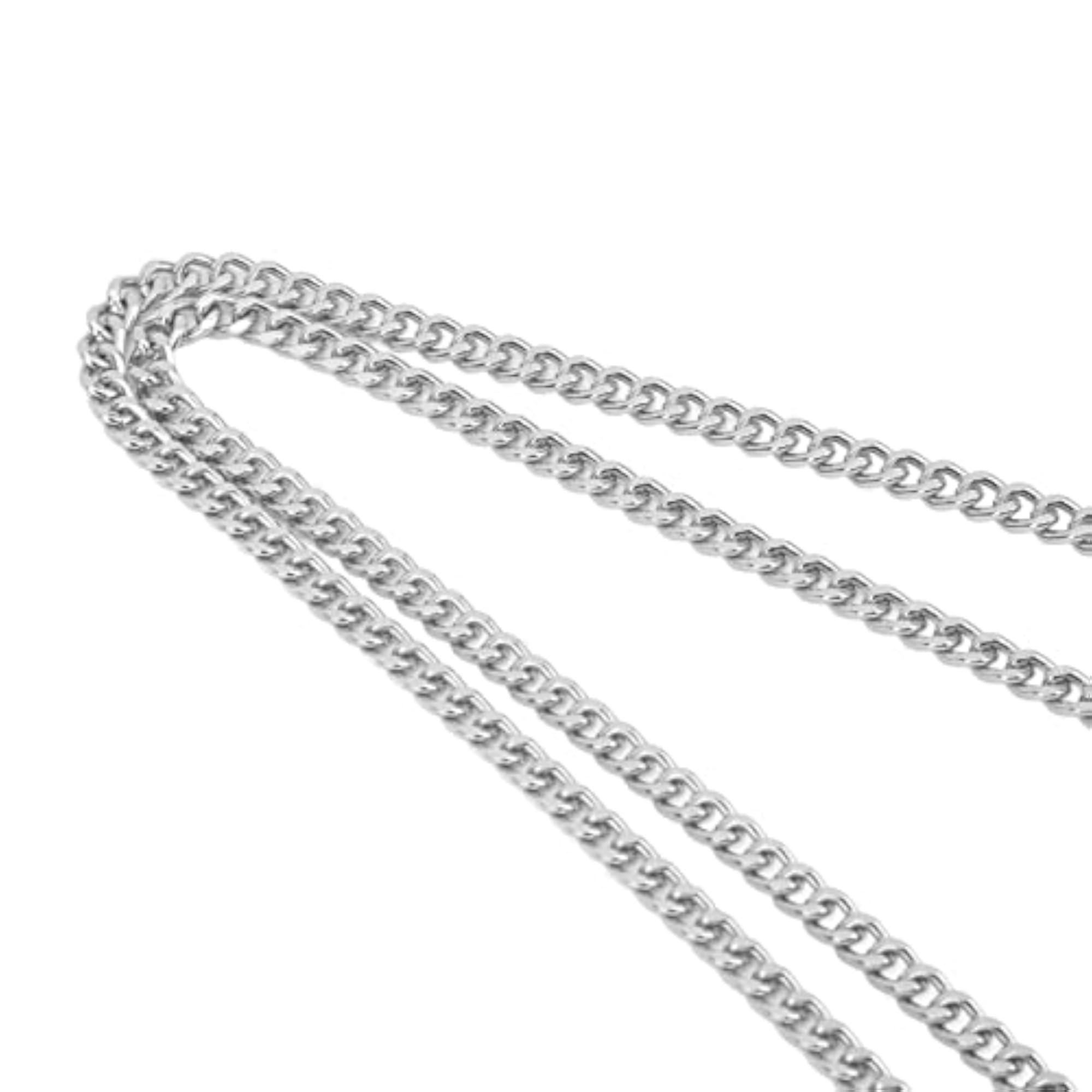 Metal Curb Chains, Rustproof Aluminum Chain for Bracelets, Silver