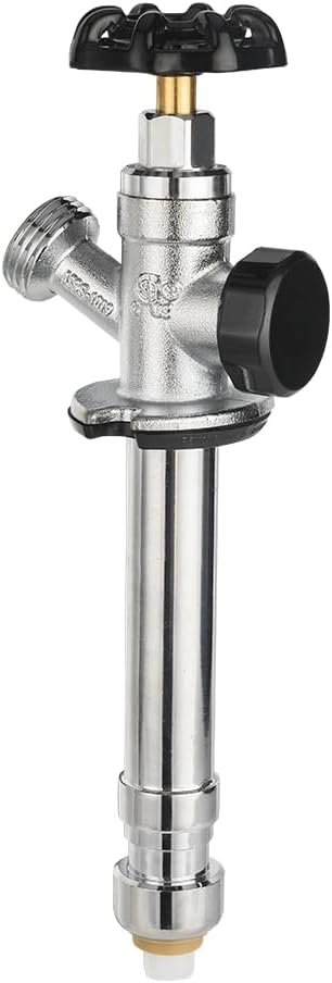 EFIELD 4-inch Anti-Siphon Frost Free Sillcock 1/2 inch Push Fit X 3/4 inch Hose Bibb, Chrome Plated Brass Body (4-inch Length),(SILLCOCK035)