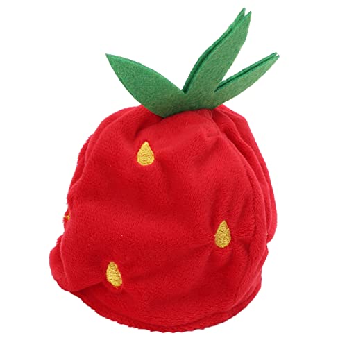Strawberry Shape Puppy Hat, Versatile Usage, Stable and Adjustable, Excellent Present Idea, Adorable Appearance, Made of Soft and Short Plush Material, Neck Girth Range 30-35cm,