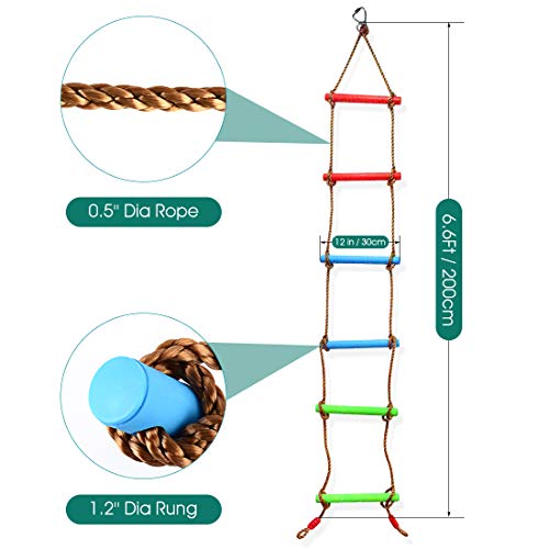 Topnew TW-095 6.6 Ft Climbing Rope Ladder For Kids, Climbing Ladder Hanging Rope Ladder For Indoor Play Set And Outdoor Tree House thumb #2
