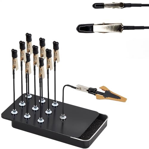 NovaViva Large Clamps Metal Model Painting Stand Base Holder with 10PCS Magnetic Bendable Alligator Clip Sticks Set,Model Holder for Painting,Alligator Clip Stand for Gundam Hobby Model Parts