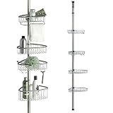 Home Flair Non Rust Bathroom Telescopic Corner Shelf Storage 4 Tier Shower Caddy...
