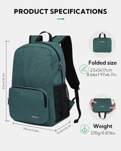 Waterfly 20L Foldable Backpack Daypack: Packable Travel Backpack Folding Rucksack Lightweight for Hiking City Walk Men Women - Image 2