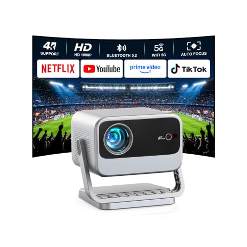 Image of [4300 ANSI & Officially-Licensed APP] 4K Projector with WiFi and Bluetooth, Auto Focus Keystone Smart Projector, Outdoor Projector with Adjustable Stand for Home Bedroom