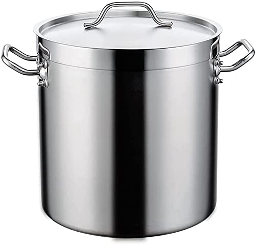 XWBLDBDFC Olla de cocina grande, olla de acero inoxidable con cubierta ajustada, parte inferior compuesta de acero inoxidable de tres capas, color plateado, 50 x 50 cm (98 L)