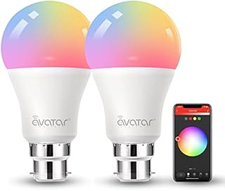 Avatar Controls WiFi Smart Light Bulbs LED B22 Bayonet Music Sync RGBCW Colour Changing Dimmable Warm/Cool Light Bulb, Compatible with Google Siri Shortcuts, Updated 9W 900LM
