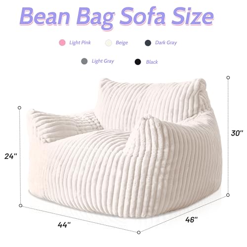 Image of HABUTWAY Comfy Floor Sofa Giant Plush Reading Chair Indoor Cozy Couch with Armrests Oversized Couch Upholstered Boneless Sofa Portable Cloud Couch Accent Chair for Living Room, Bedroom (Beige)