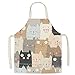 Delantal de cocina para niños con diseño de gato para cocinar y hornear. Delantal de cocina de lino para niños, para cocinar y pintar