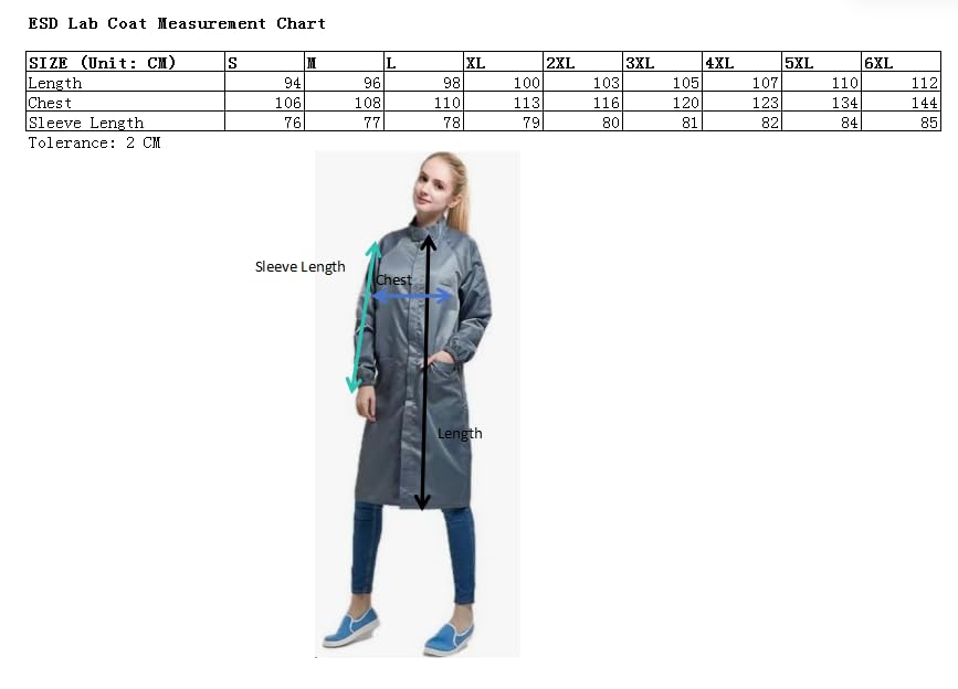 ESD Anti-static Gown w/Zipper Unisex Anti Static Coat EPA Jacket for Static Control & Clean Room Areas3