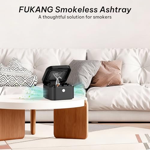 Image of Smokeless Ashtray, Multifunctional Smoke Ashtray with USB Rechargeable, HEPA Filter Smoke for Home,Office(Black)