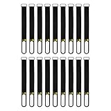 Wrap-It Storage Cinch-Straps, 8-in (18-Pack) Black - Hook and Loop Strap with Write on Label for Easy Cord Identification and Cable Management