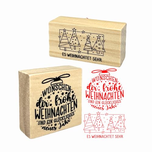 Juego de sellos de Navidad de madera – Sello de Navidad con palabra 'Navidad', ideal para galletas, tarjetas y regalos, texto «Merry Christmas»
